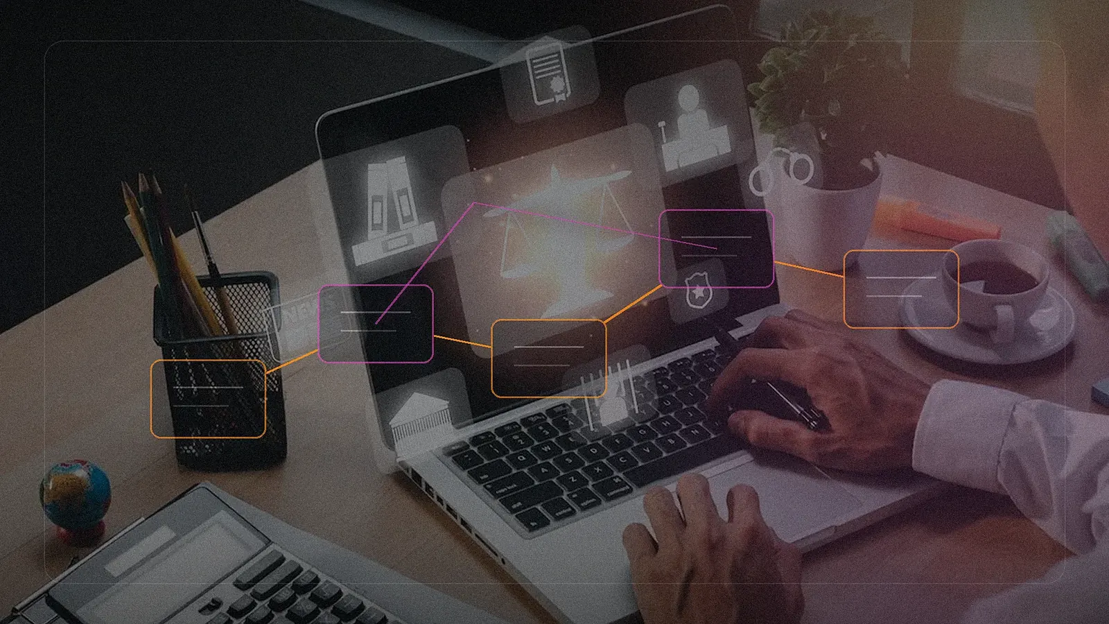 Legal case workflow moving through connected software stages